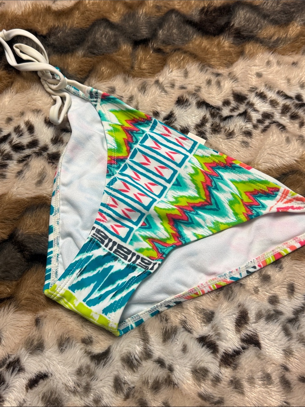 Island Soul Colorful Abstract Tie Dye Zigzag Bikini Bottom